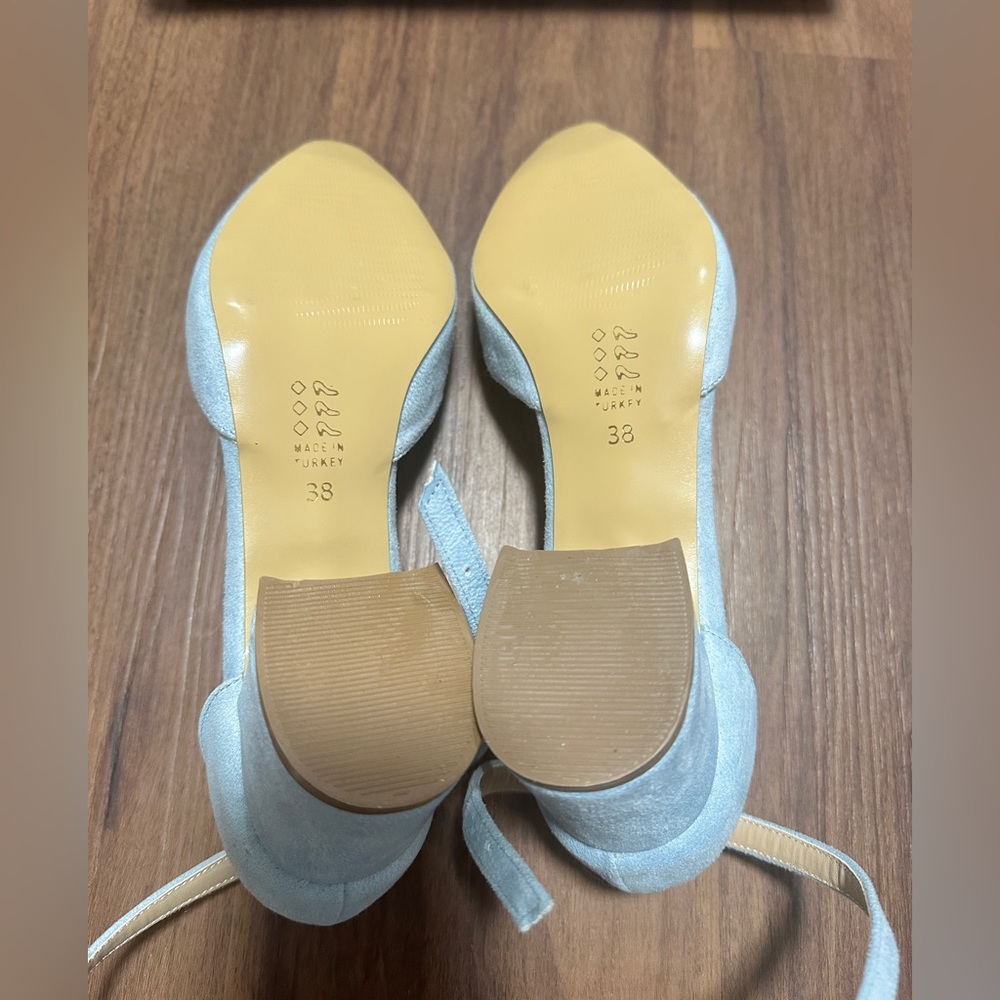 Elegant Forever and Always Marcelle Light Baby Blue Heels with Ankle Strap - Picture 4 of 5